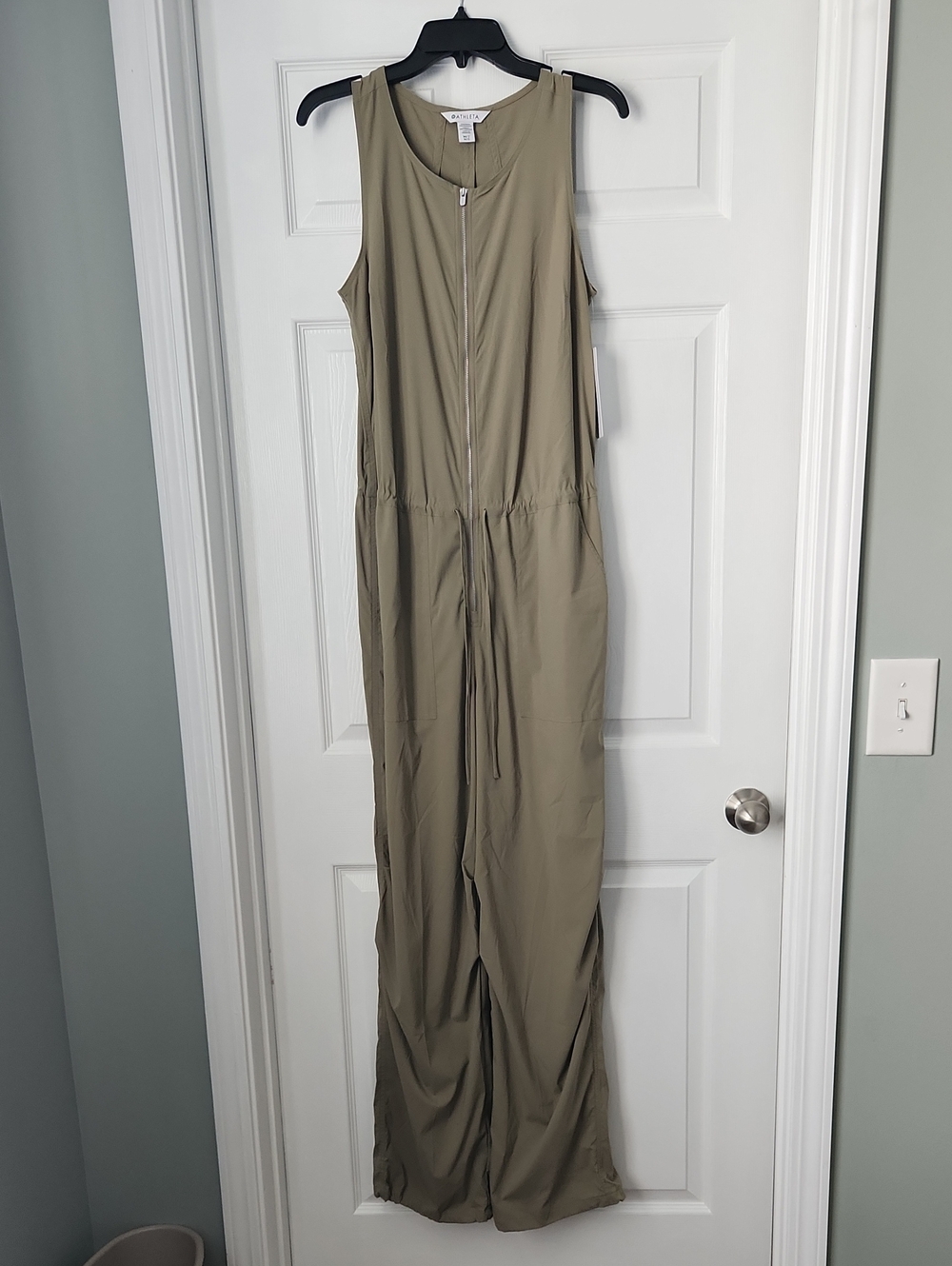 Athleta Olive Green Zip-Front Flex Jumpsuit Size Tall Medium